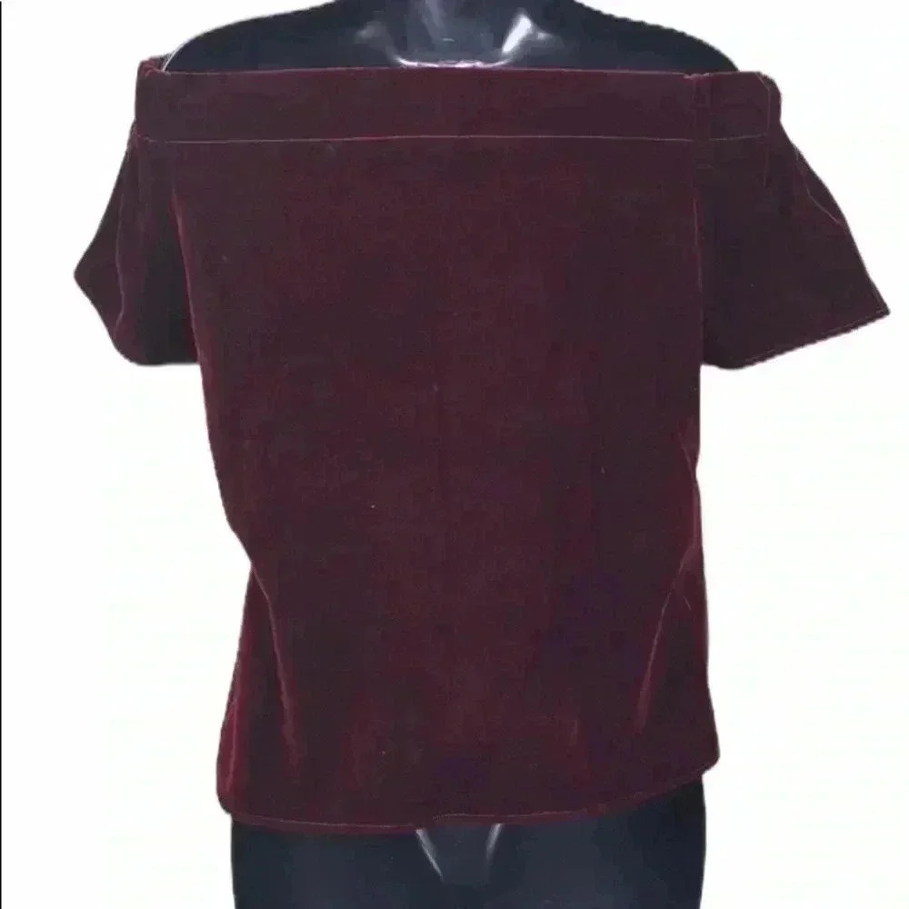 ASOS Velvet Off Shoulder Blouse Size 0–C1 - Picture 2 of 7